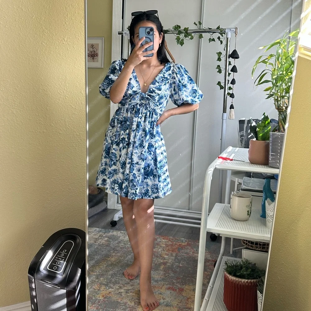 Abercrombie & Fitch blue and white babydoll dress size xs - Picture 3 of 8